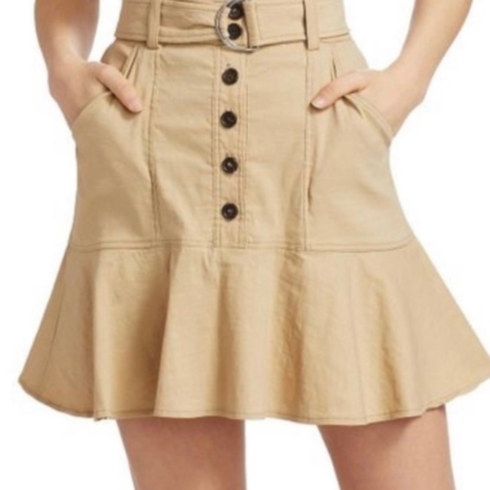 A.L.C high rise pleated ruffle skirt in tan